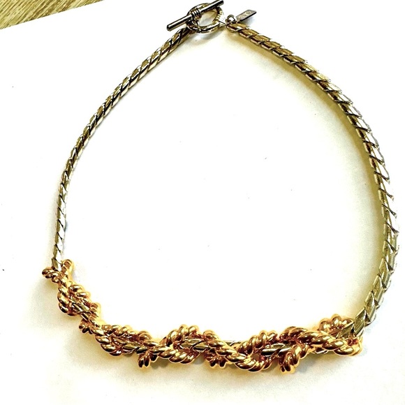 80s Anne Klein Vintage Two Tone Chunky Chain Necklace - Picture 1 of 8